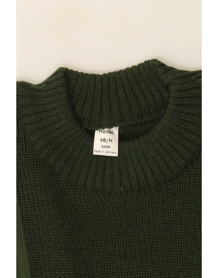 Halfen Jersey De Cuello Redondo Para Hombre IT 48 Lana Color Block Verde Medio