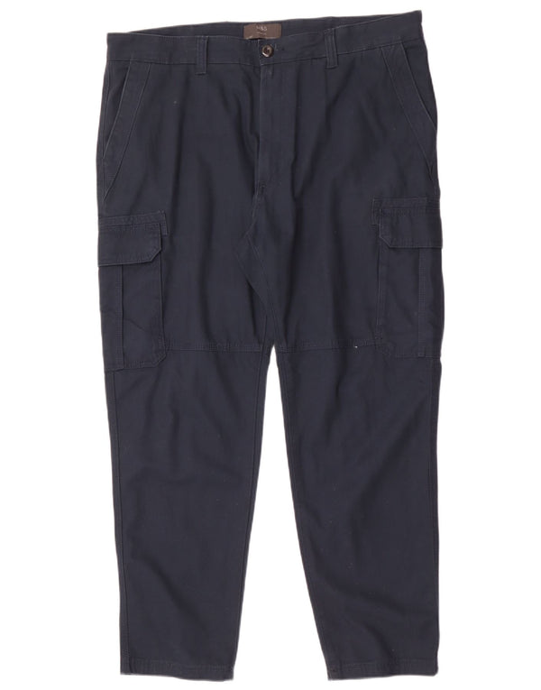 Marks & Spencer Pantalones cargo rectos para hombre W38 L29 Algodón azul marino