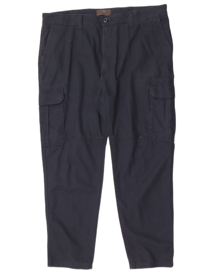 Marks & Spencer Pantalones cargo rectos para hombre W38 L29 Algodón azul marino