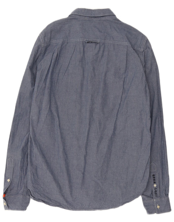 Camisa SUPERDRY Hombre Grande Azul Algodón