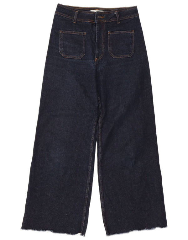 Zara Jeans De Pierna Ancha De Cintura Alta Para Mujer EU 40 Medium W30 L28 Azul Marino