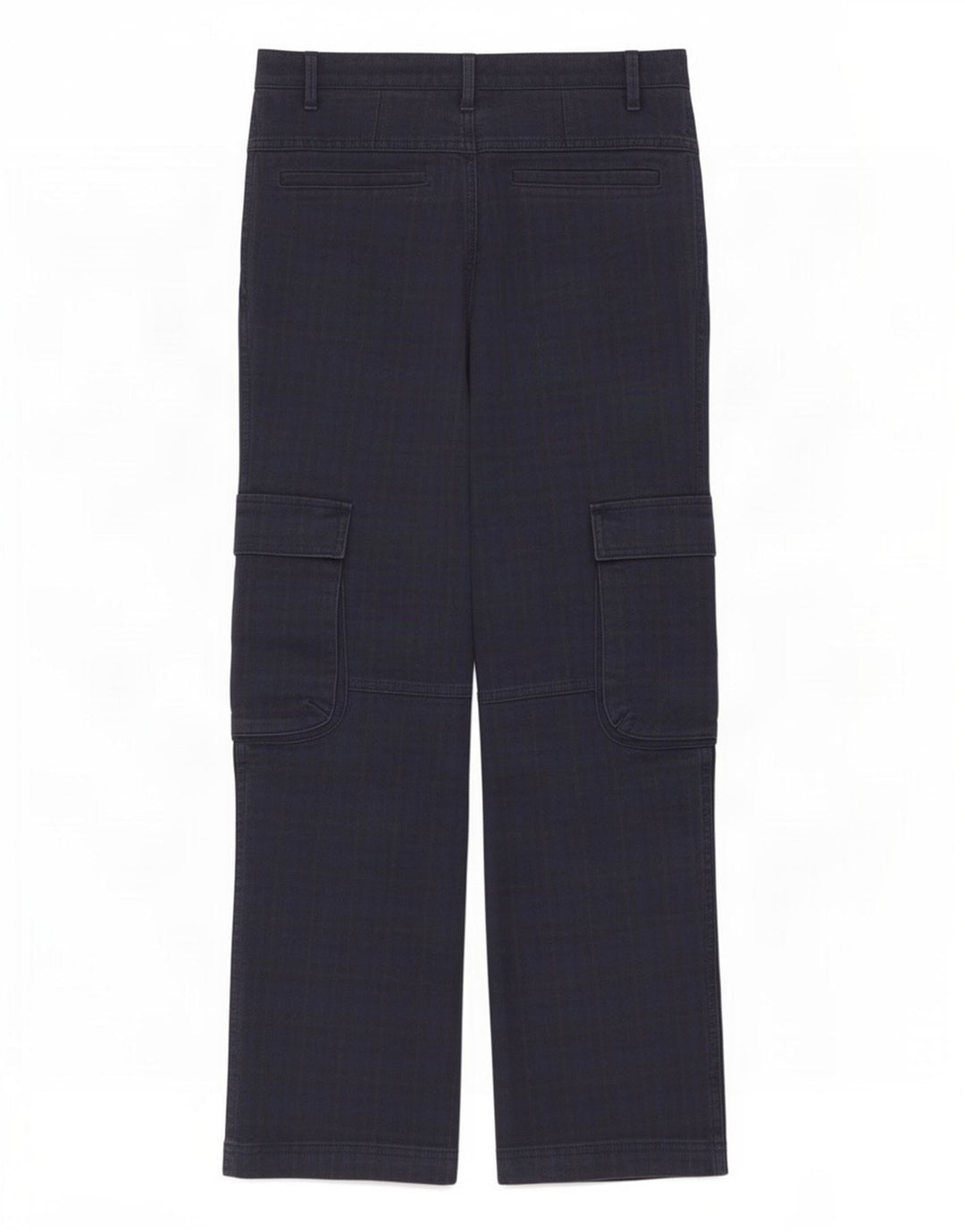 Zara Mujer Pantalón Cargo Recto Mediano W28 L28 Azul Marino Cuadros