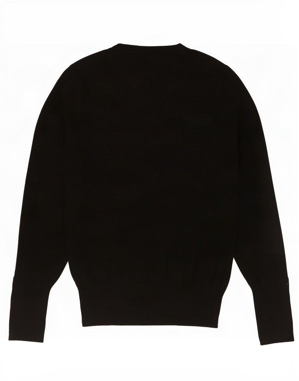 Zara - Jersey de cuello redondo para mujer, talla 40, talla pequeña, viscosa negra