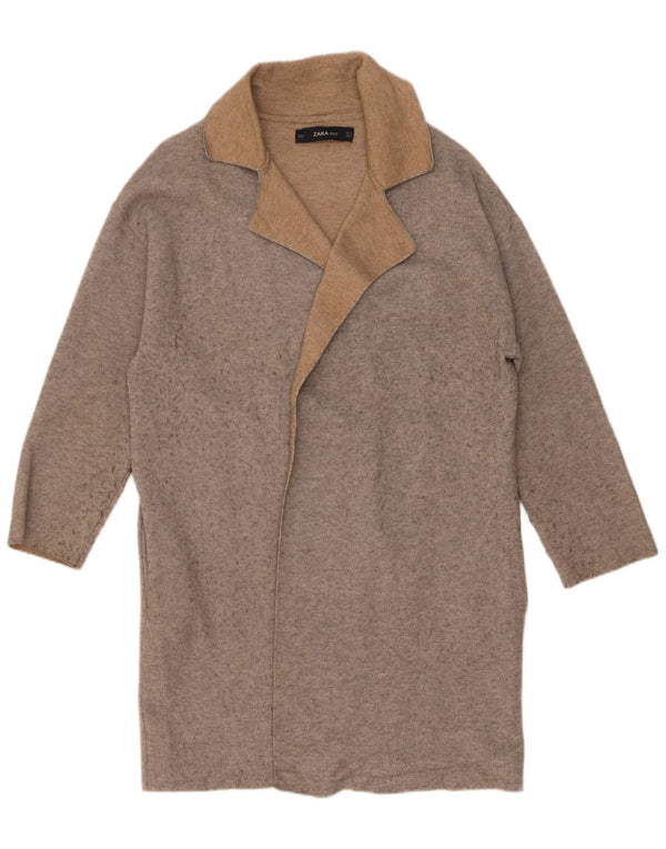 Zara Mujer Abrigo Extragrande UK 10 Pequeño Gris Moteado