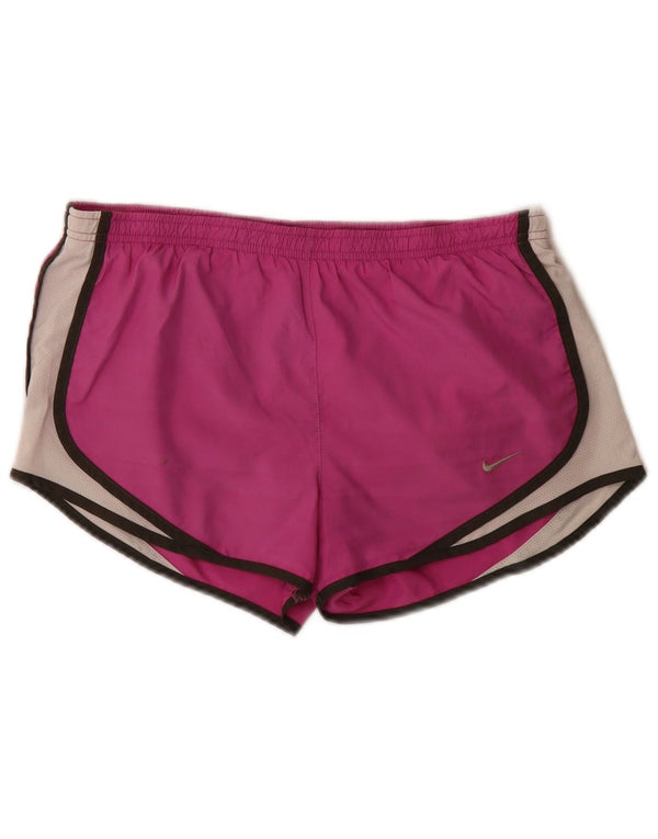 Nike Pantalones cortos deportivos Dri Fit para mujer UK 44 Poliéster color block rosa medio
