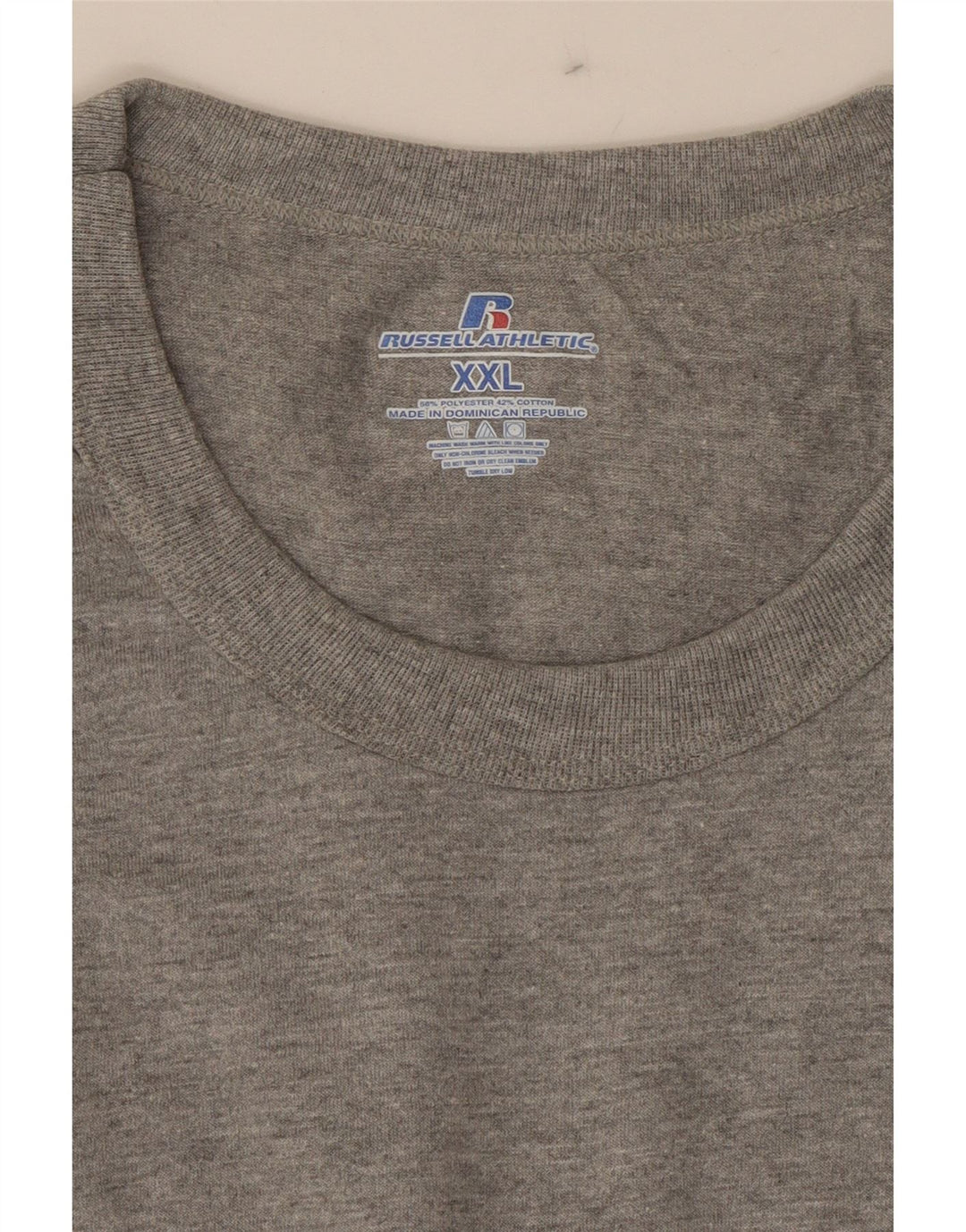 RUSSELL ATHLETIC Mens T-Shirt Top 2XL Grey Polyester Vintage Russell Athletic and Second-Hand Russell Athletic from Messina Hembry 