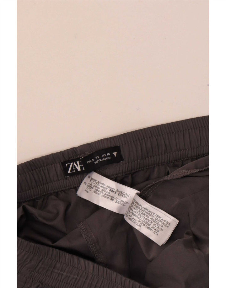 Zara Mujer Pantalón Chándal Acampanado UK 8 Small Gris Poliéster