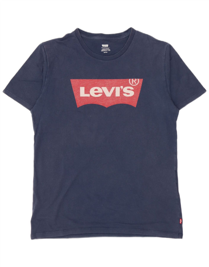 LEVI'S Camiseta gráfica para hombre Top Small Azul marino Algodón