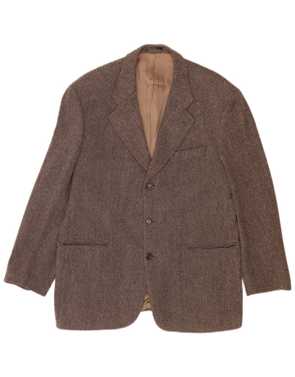 Carlo Barbera Chaqueta tipo blazer de 3 botones para hombre IT 54 2XL Pata de gallo marrón