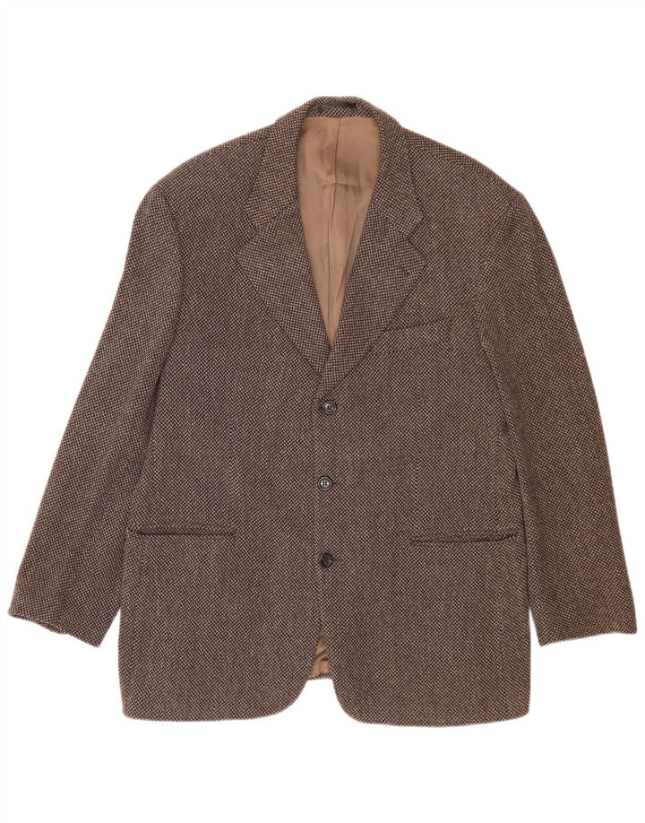 Carlo Barbera Chaqueta tipo blazer de 3 botones para hombre IT 54 2XL Pata de gallo marrón