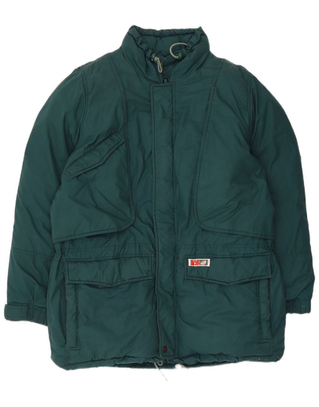 Chaqueta de esquí acolchada con capucha vintage para hombre IT 54 2XL Poliéster verde