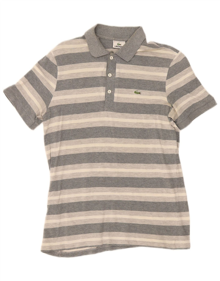 Polo Lacoste para hombre talla 3 pequeño algodón a rayas gris