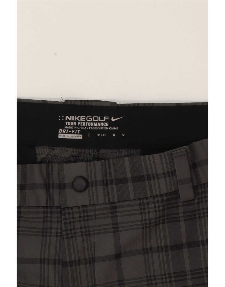 Pantalón chino recto Dri Fit para hombre Nike W34 L31 Poliéster a cuadros gris