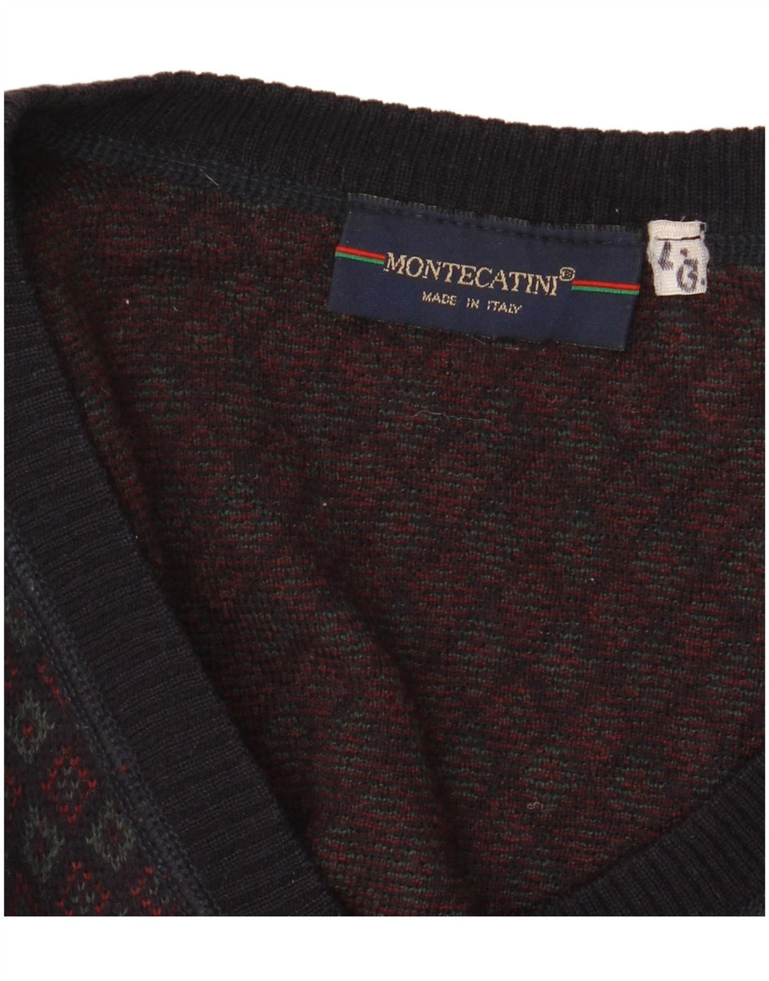 MONTECATINI Jersey De Punto Con Cuello En V Para Hombre Grande Multicolor Geométrico