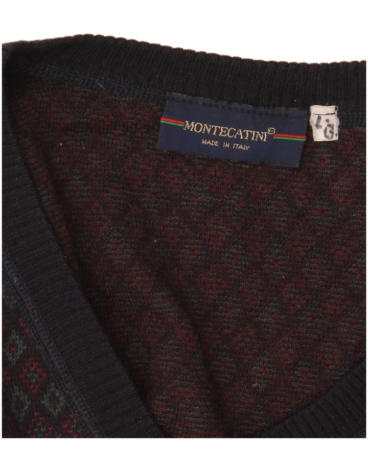MONTECATINI Jersey De Punto Con Cuello En V Para Hombre Grande Multicolor Geométrico
