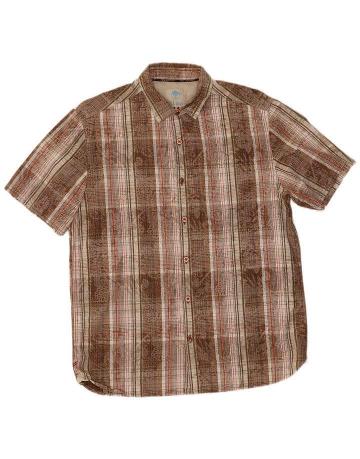 Camisa de manga corta para hombre Fat Face de algodón a cuadros en marrón medio