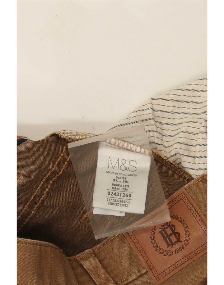Marks & Spencer Vaqueros rectos para hombre W38 L33 Algodón marrón