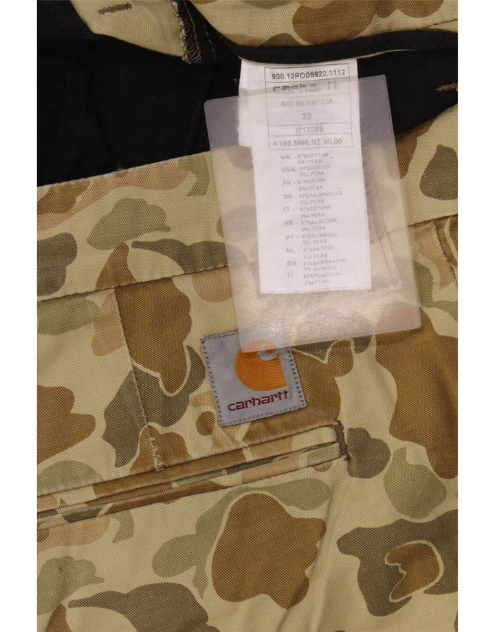 CARHARTT Bermudas Chinos para Hombre W32 Algodón Camuflaje Caqui Medio