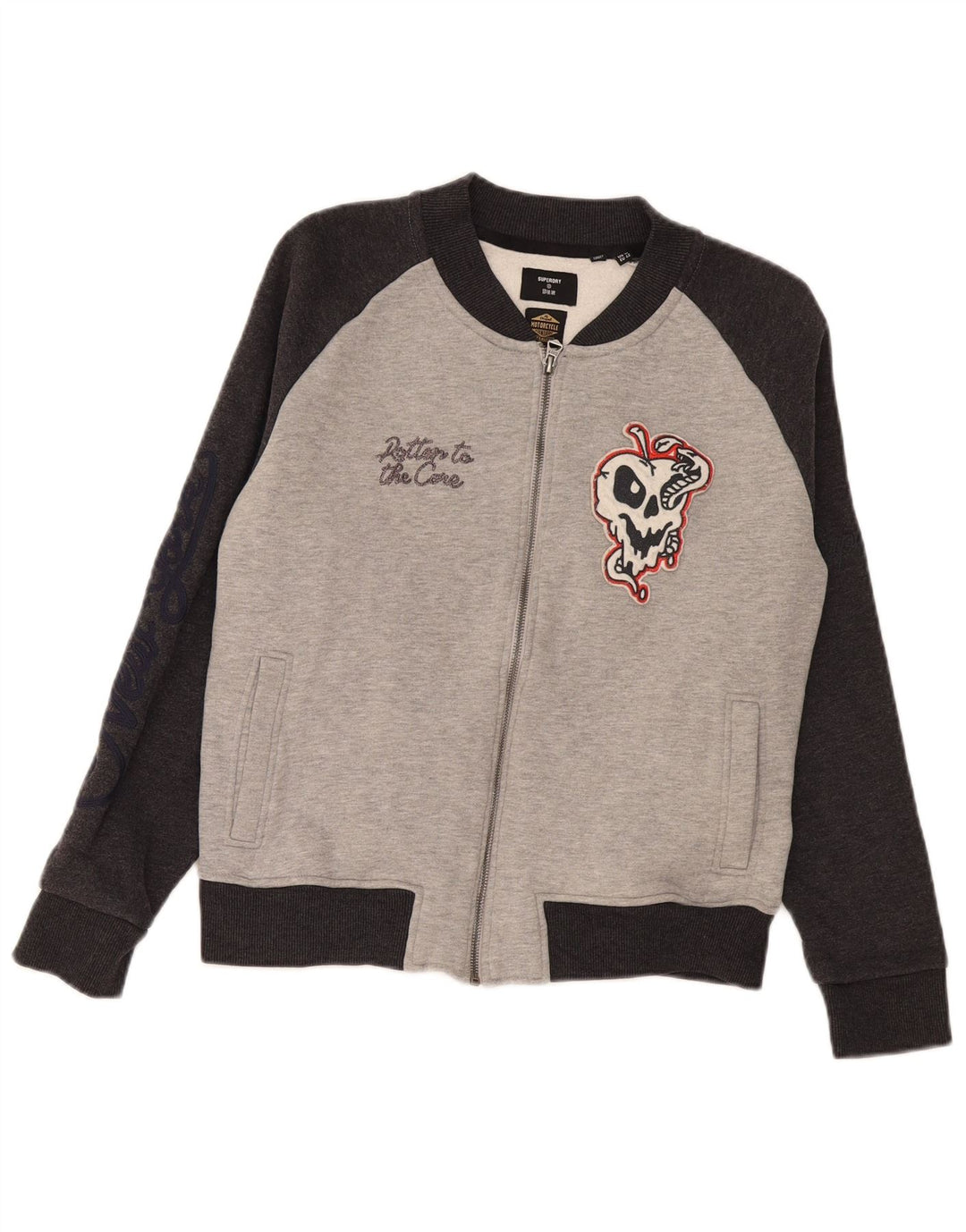Superdry Chaqueta de chándal con gráfico para mujer, talla 40, color gris grande