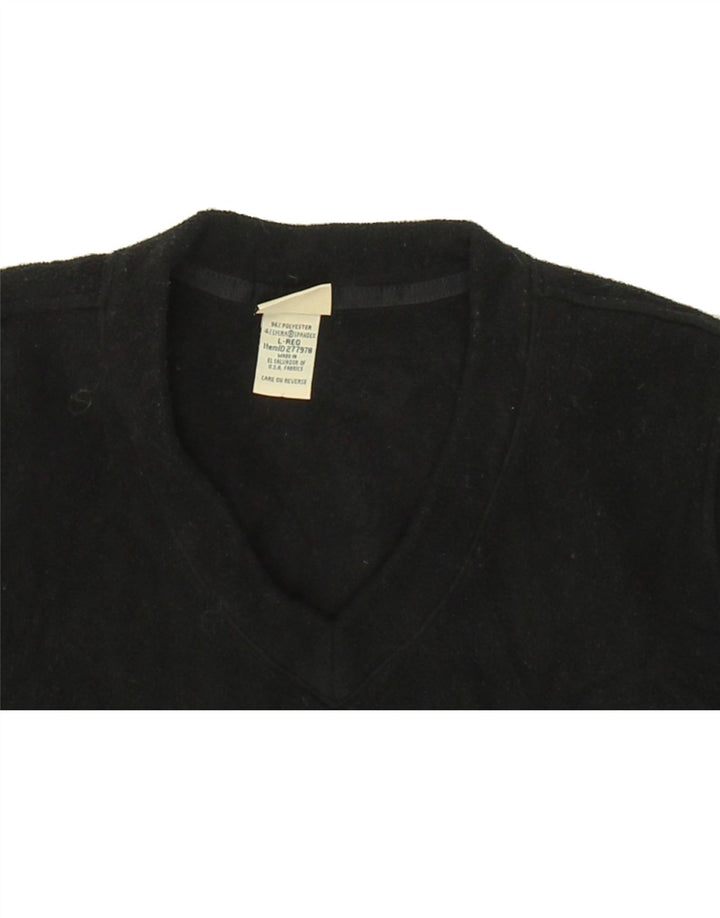 L.L.BEAN Womens V-Neck Fleece Jumper UK 16 Large Black Polyester | Vintage L.L.Bean | Thrift | Second-Hand L.L.Bean | Used Clothing | Messina Hembry 