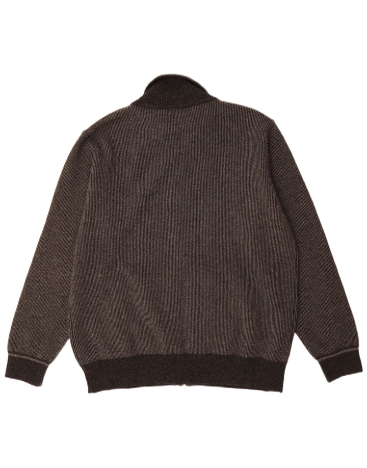 Vintage hombre cardigan suéter grande gris colorblock