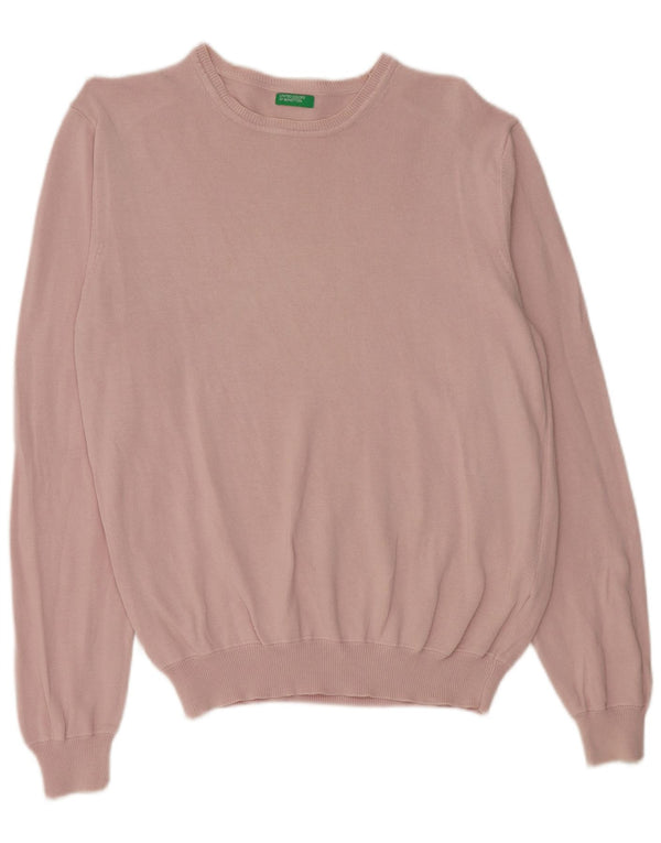 Benetton Jersey De Corte Regular Con Cuello Barco Para Mujer UK 44 Rosa Mediano