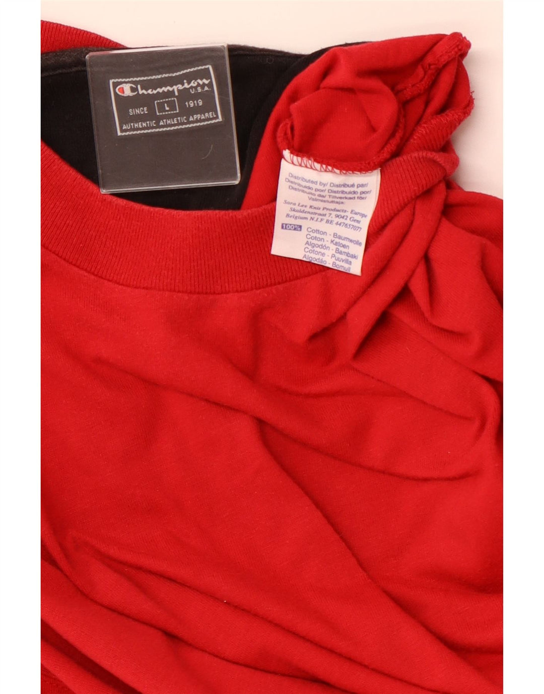 CHAMPION Camiseta de manga larga para hombre de algodón rojo grande