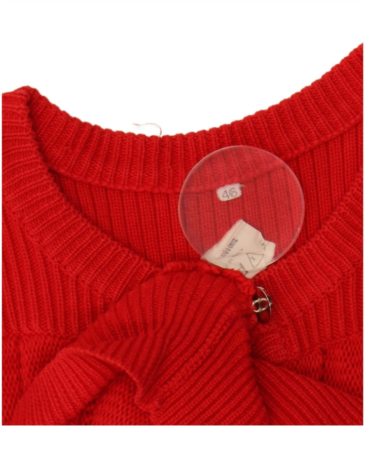 Vintage mujer Cardigan suéter IT 46 algodón rojo grande