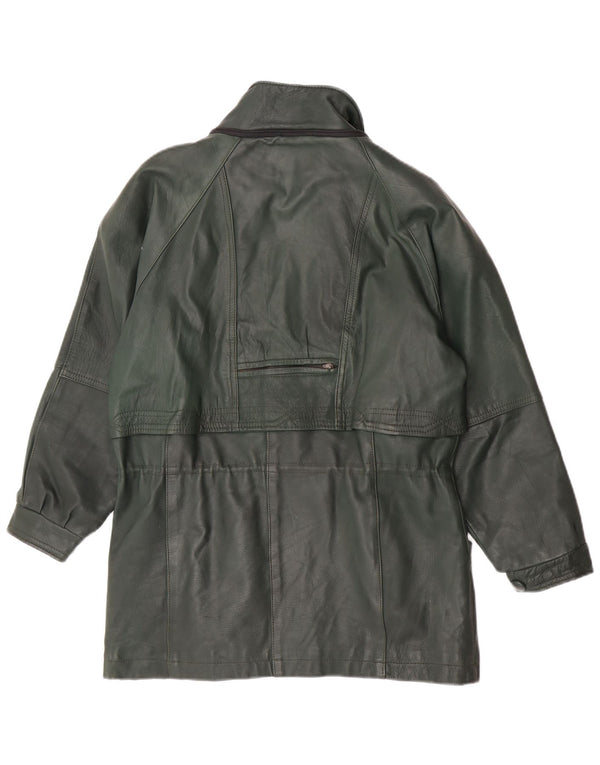 Vintage mujeres suelta ajuste cuero abrigo Reino Unido 14 medio verde retro