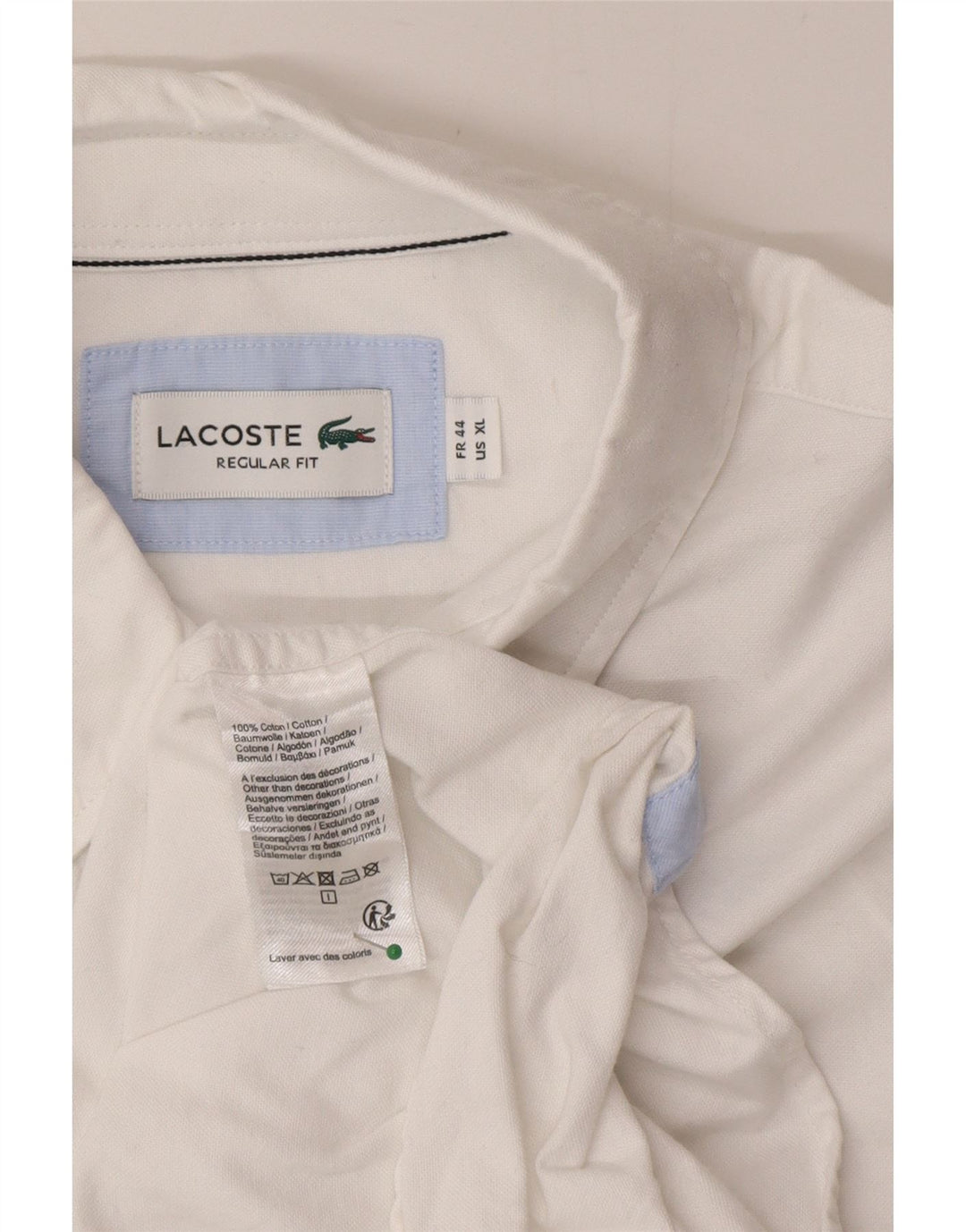 Camisa Lacoste Hombre Regular Fit Talla 44 XL Algodón Blanco
