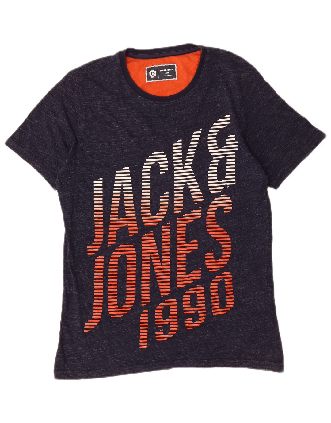 Jack & Jones - Camiseta gráfica para hombre, parte superior mediana de algodón moteado en azul marino