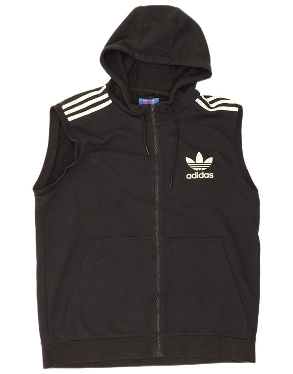 Adidas Sudadera con capucha sin mangas y cremallera para hombre XL Algodón negro
