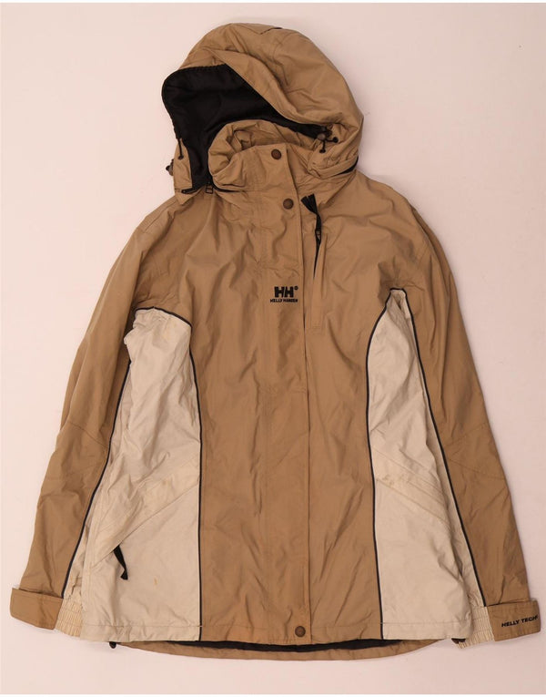 Helly Hansen Chaqueta impermeable con capucha para mujer UK 44 Medium Beige Colourblock Nylon