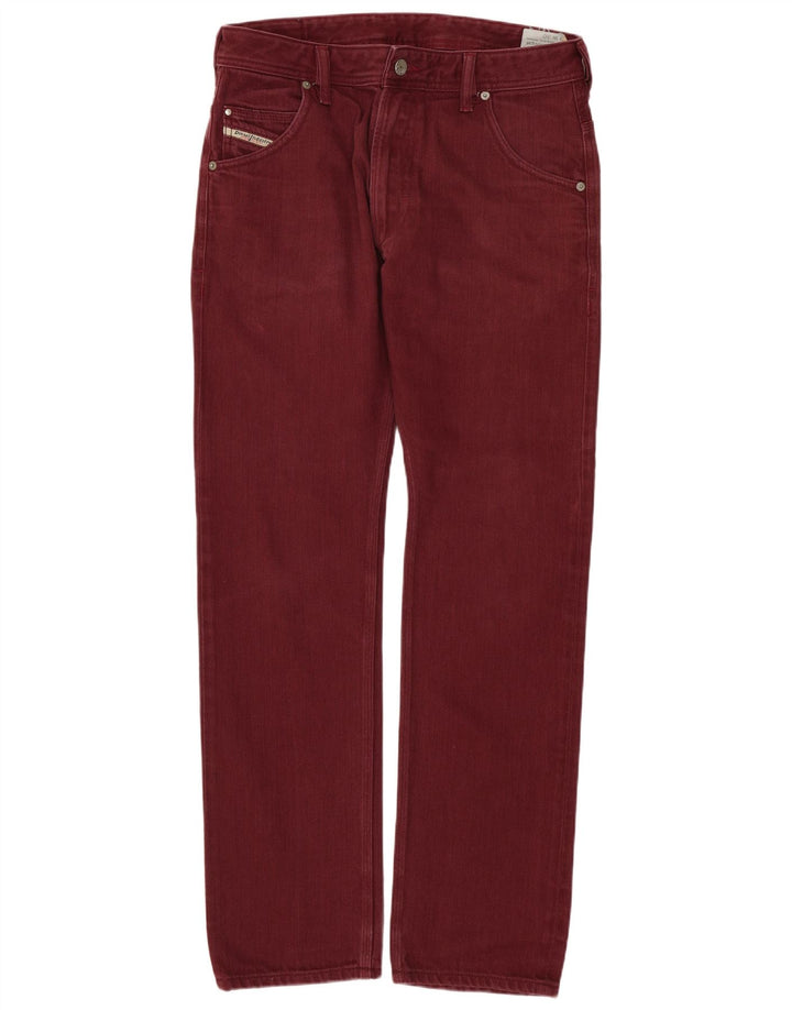 Diesel Hombre Krooley Regular Slim Jeans W30 L30 Algodón Borgoña