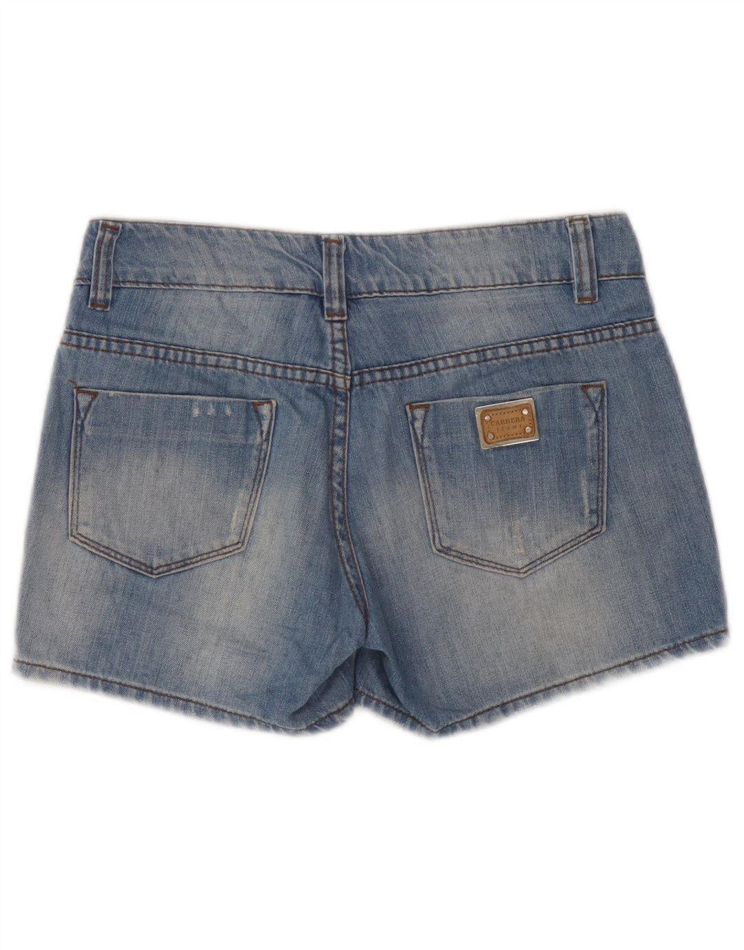 Pantalones Cortos De Mezclilla Desgastados Mujer Carrera W30 Azul Medio
