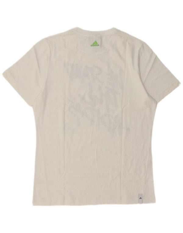 Adidas - Camiseta gráfica para hombre, talla 38/40, algodón blanco mediano