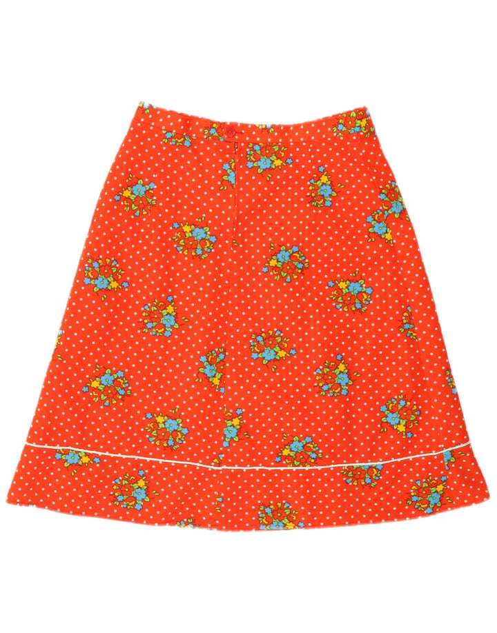 Vintage mujer A-Line falda W28 medio rojo floral