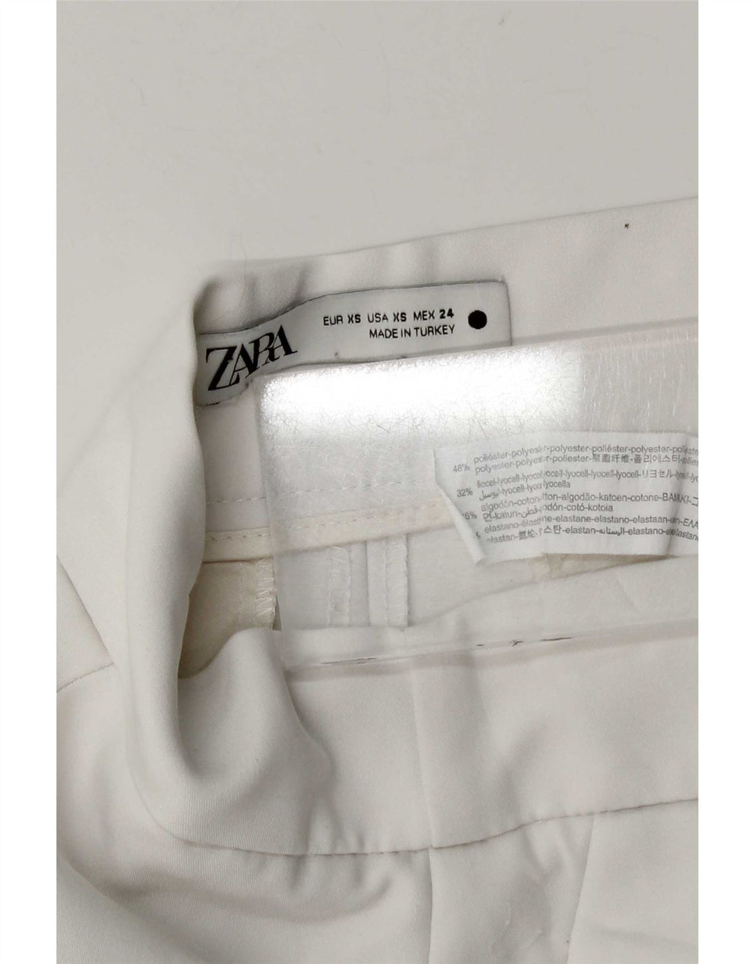 Zara Mujer Shorts Chinos XS W24 Blanco Poliéster