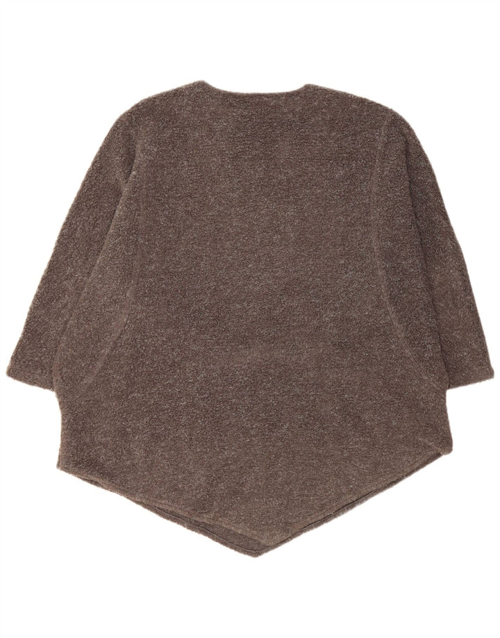VINTAGE Mujer Oversize Barco Cuello Jersey Suéter Reino Unido 14 Gris Medio