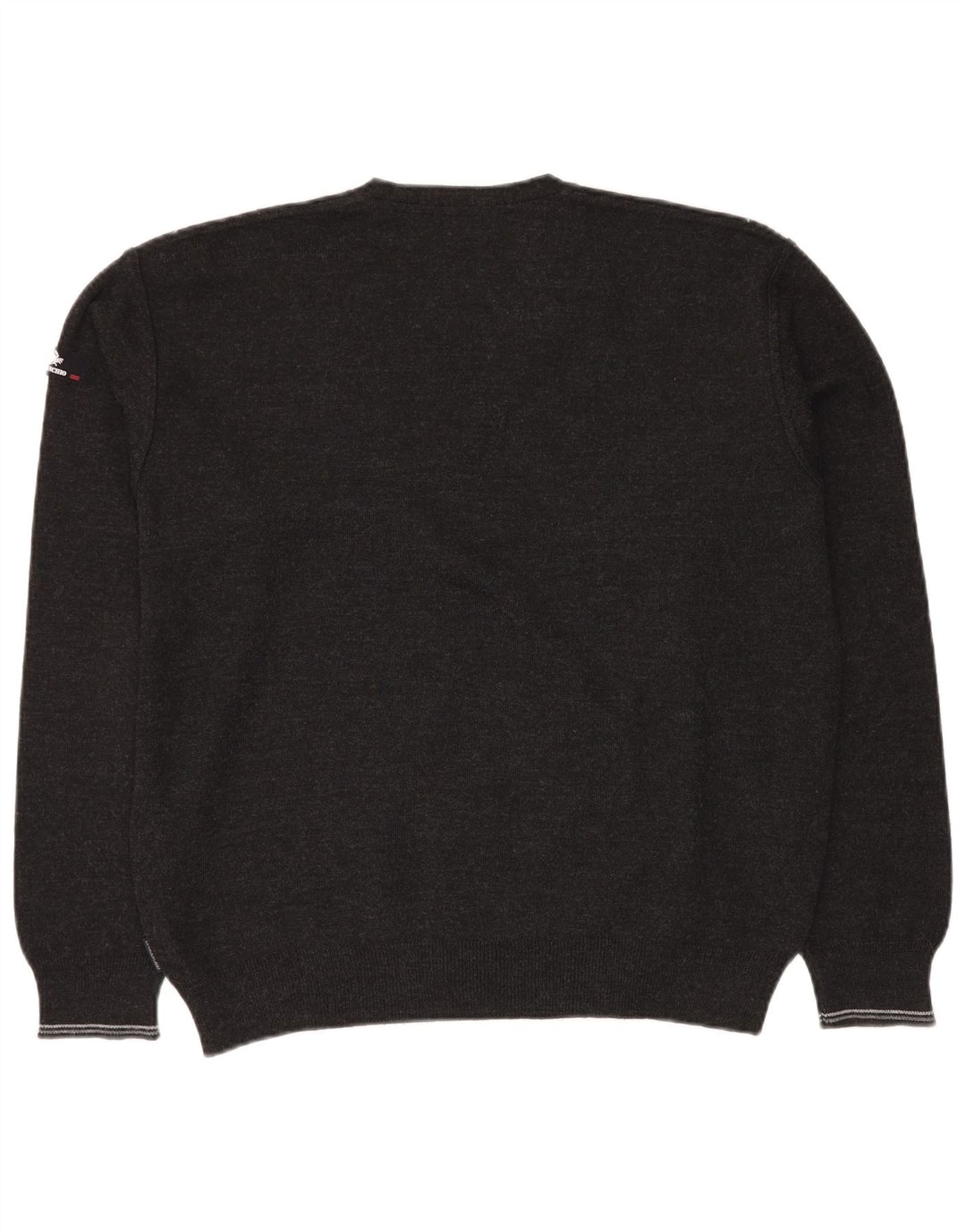 Il Granchio Jersey De Punto Con Cuello En V Para Hombre Grande Gris Geométrico De Lana Virgen