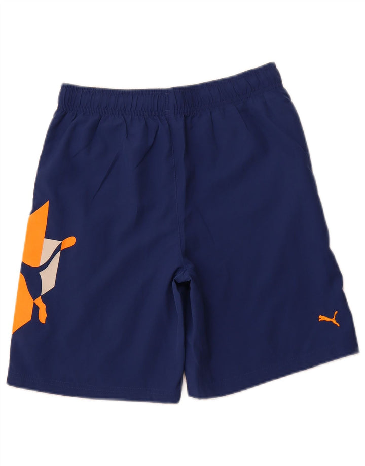 PUMA Pantalones cortos deportivos con gráficos para niños 11-12 años Azul marino Poliéster