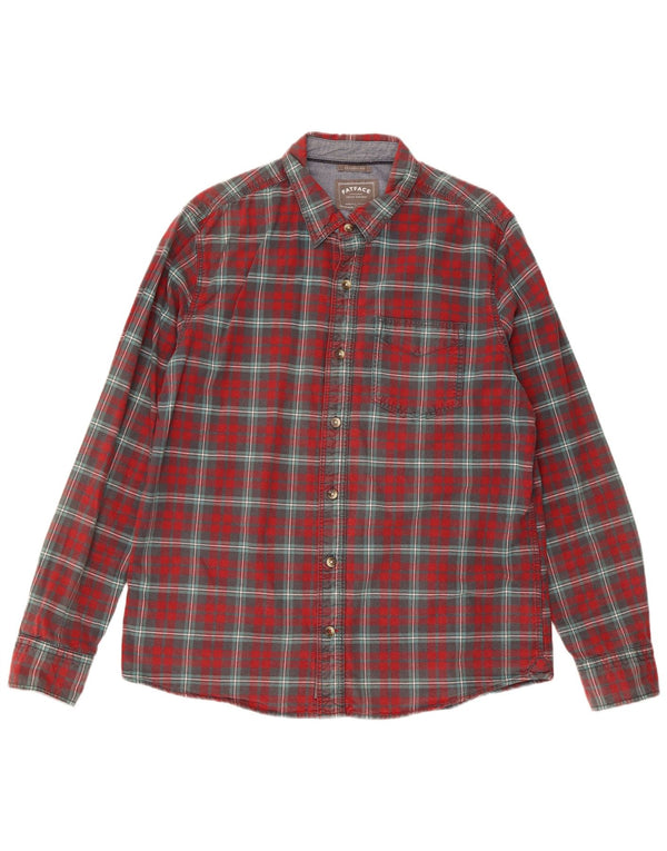 Camisa de franela de corte clásico para hombre de Fat Face, talla grande, de algodón a cuadros rojos