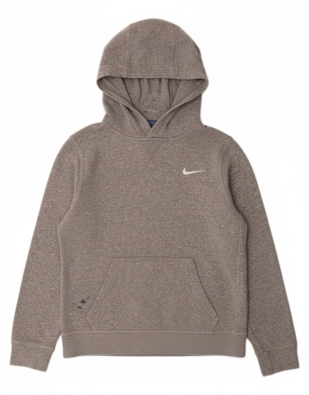 NIKE Boys Hoodie Jumper 10-11 Years Medium Grey Cotton