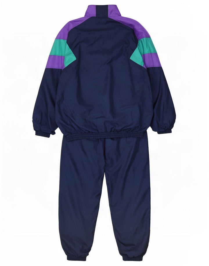 Vintage Hombre Chándal Completo Medio Azul Marino Colorblock Poliamida