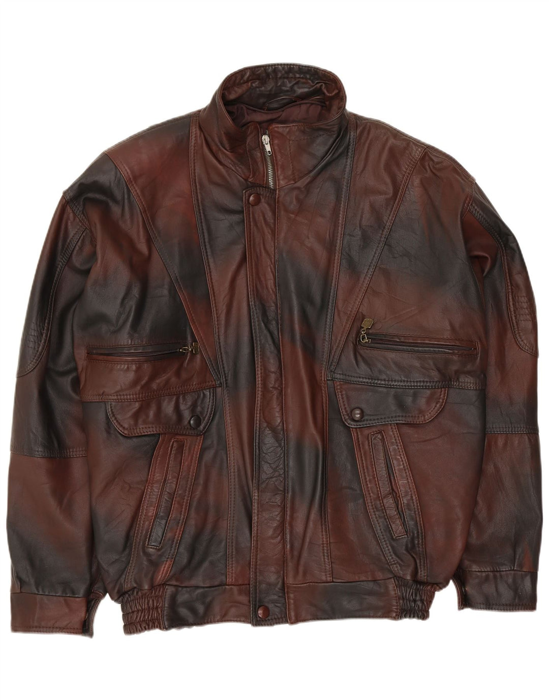 VINTAGE Chaqueta de cuero para hombre Reino Unido 40 Tinte de corbata marrón grande