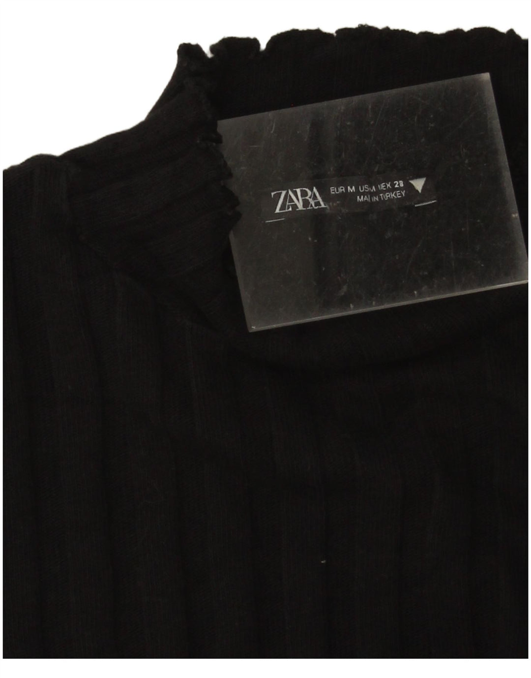 Zara Mujer Crop Turtle Neck Jumper Sweater UK 12 Medium Negro