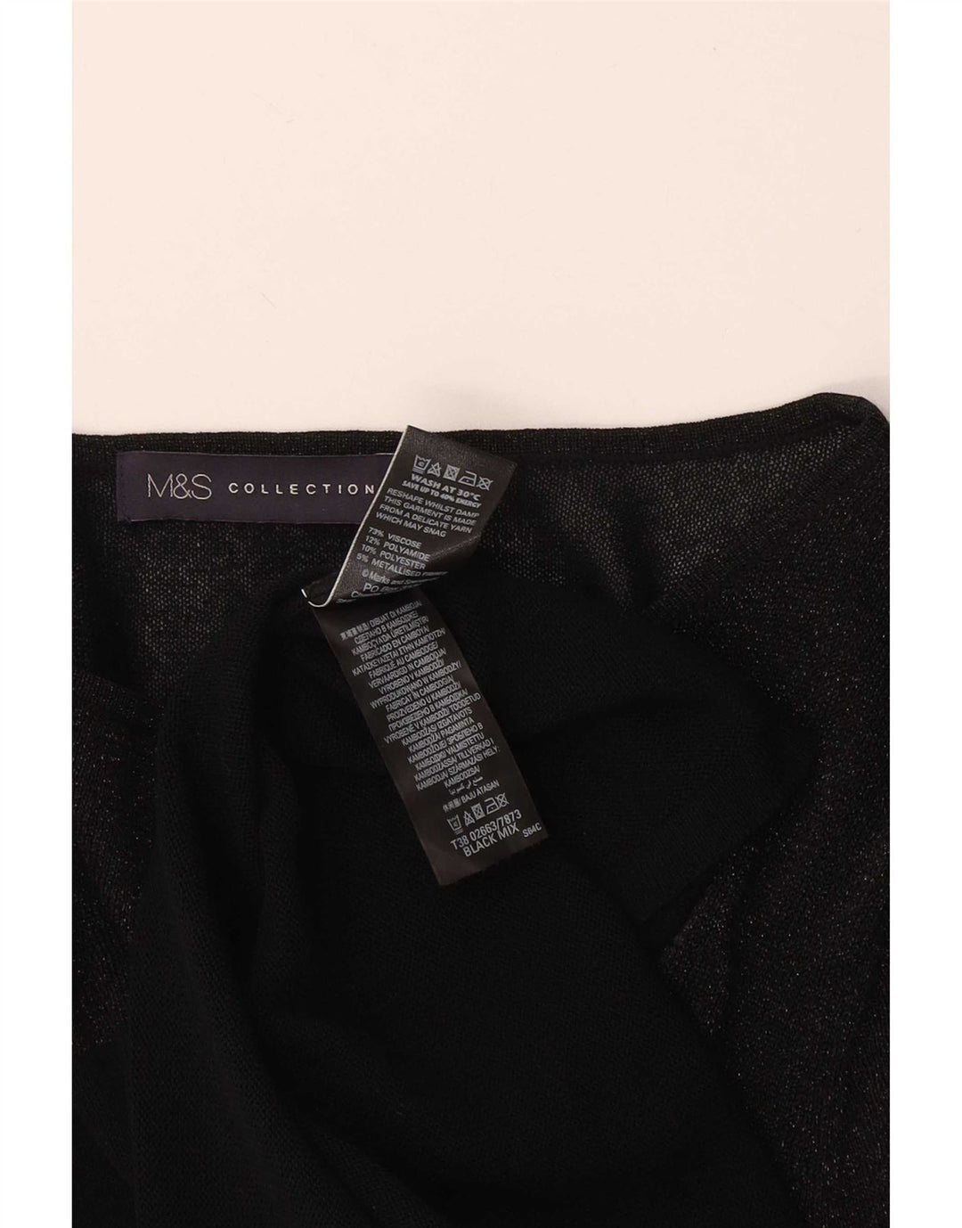 Marks & Spencer Top Mujer Manga Larga UK 40 XL Viscosa Negra