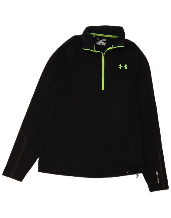 UNDER ARMOUR Hombre Cold Gear Zip Neck Jersey Chándal Top Mediano Negro