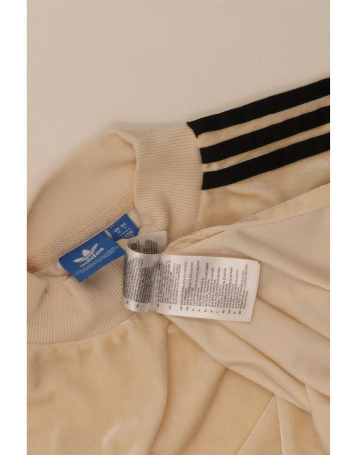 Adidas Camiseta de terciopelo para mujer Top UK 10 Small Beige Poliéster