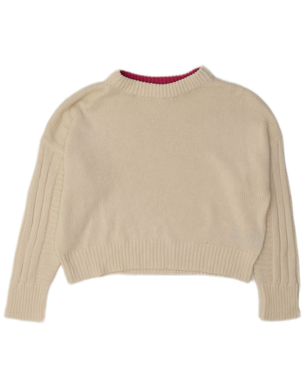 Topshop Jersey Suelto con Cuello Redondo para Mujer UK 12 Medium Off White